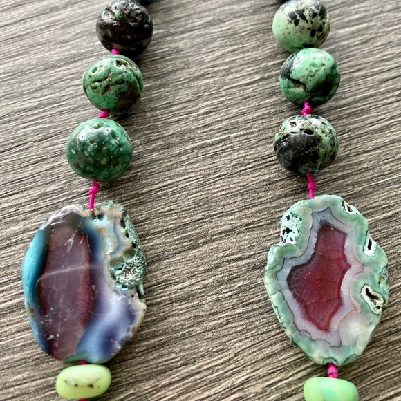 Hand knotted gemstone necklace.  42” - Picture 4 of 11